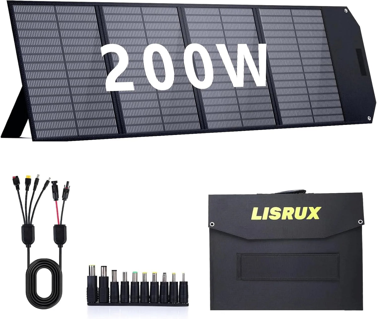 Zonnepaneel, QC3.0, USB, 200 watt, IP67 waterdicht voor camping, monokristallijn, opvouwbare zonnecel, RV Off Grid Living