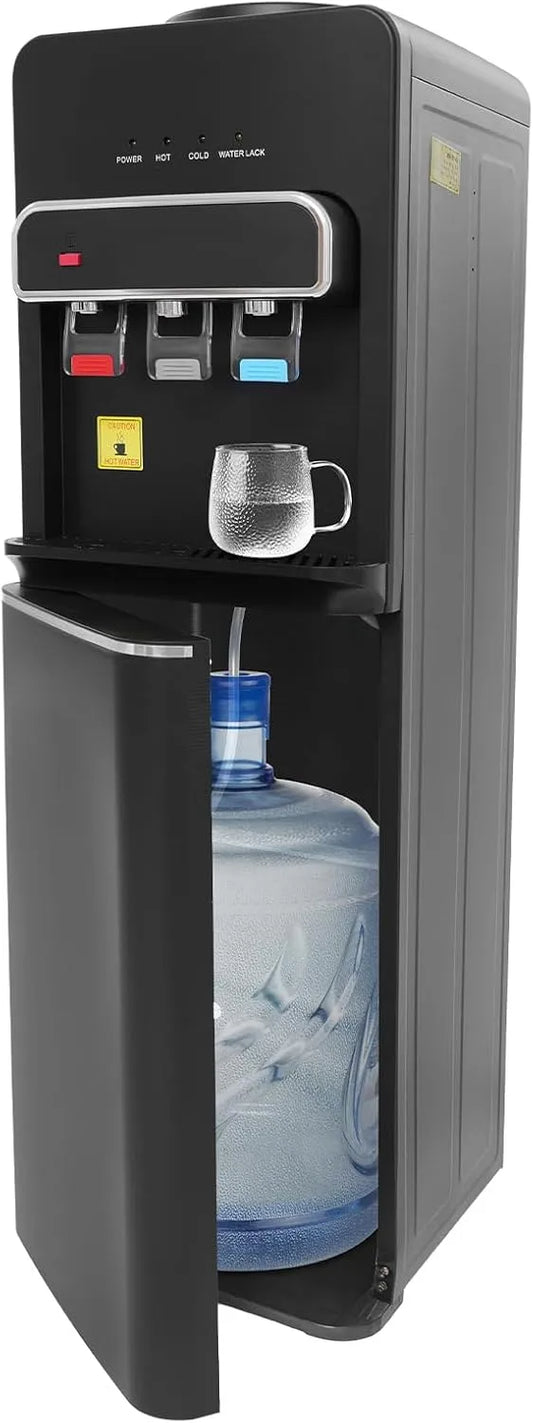 Waterdispenser, 550 W, drinkwaterdispenser met 3 wateruitgangen, flessenwaterkoeler, direct koken, kantoor, keuken, zwart