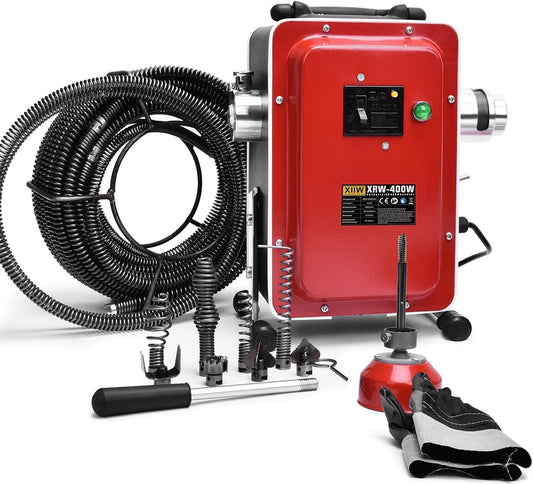 Reiniger, 400 W, 10 mm, 450 omw/min, buisreinigingsapparaat, 30-100 mm, 16 mm, 18,5 m spiralen, buisreiniger, 400 W