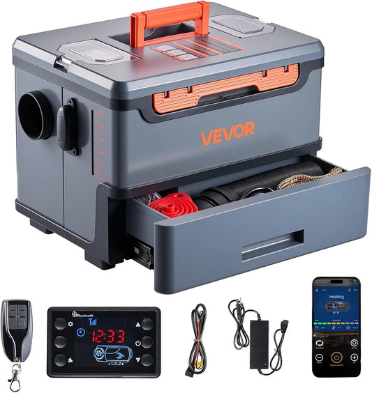 Koolmonoxidemelder, 425 x 320 x 310 mm, 8 kW, met bluetooth-bediening, 5 l brandstoftank voor vrachtwagen en camper, draagbaar, all-in-one