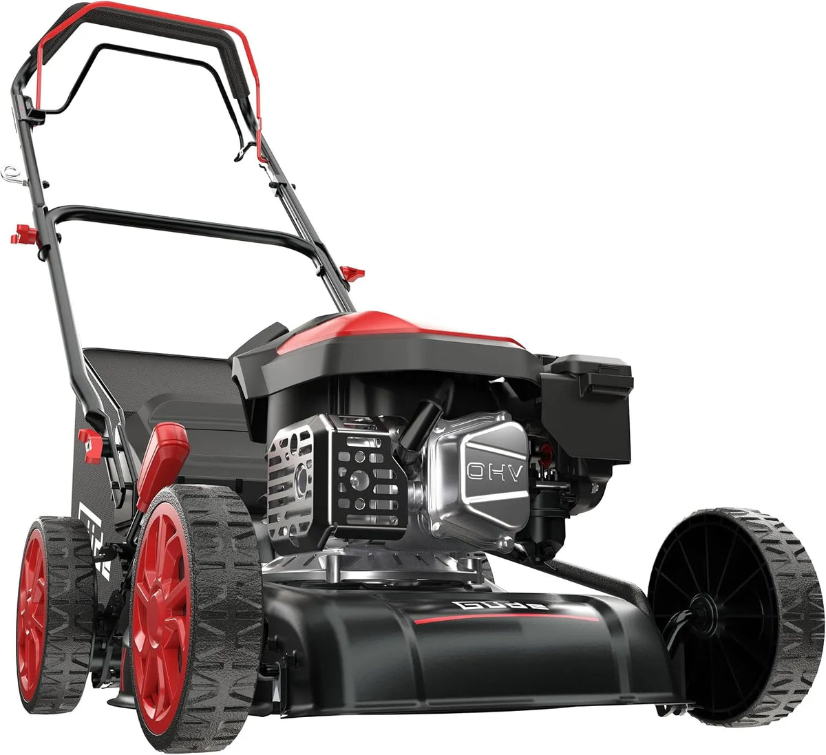 Grasmaaier, 3,4 pk, 4-takt motor, 2,5 kilowatt, 2,5-7,5 cm maaihoogte-instelling, Güde EW 410-144 R Eco Wheeler benzine-grasmaaier, 144 kubieke