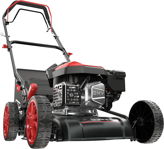 Grasmaaier, 3,4 pk, 4-takt motor, 2,5 kilowatt, 2,5-7,5 cm maaihoogte-instelling, Güde EW 410-144 R Eco Wheeler benzine-grasmaaier, 144 kubieke
