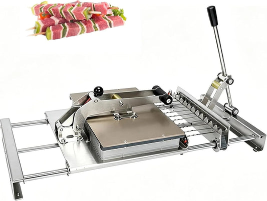 Barbecue, roestvrij stalen kebab gereedschap met schot, verstelbaar voor bamboe en stalen spiesjes