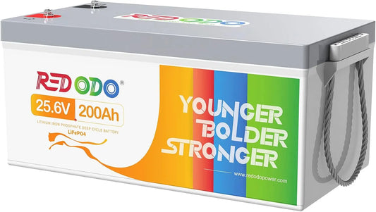 24V, Redodo 24V 200Ah Lithium Batterij 5120Wh LiFePO4 Batterij Met BMS 200A 4000-15000 Diepe Cycli voor Noodgebruik Thuis Zonne-Energie Camper
