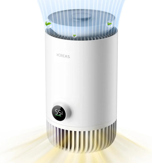 Luchtreiniger met 2-in-1, 23dB, 400 ml, 7,5 uur, HEPA-filter, waterreservoir, geluidsarme werking en wit