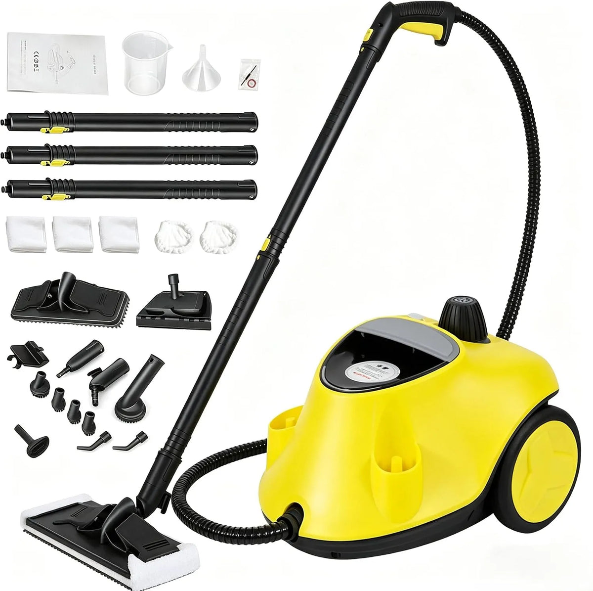 Stoomreiniger met 2100 W, 5 bar, 165 °C, 60 minuten, 108 m2, 8 minuten, 0 bar en waterreservoir