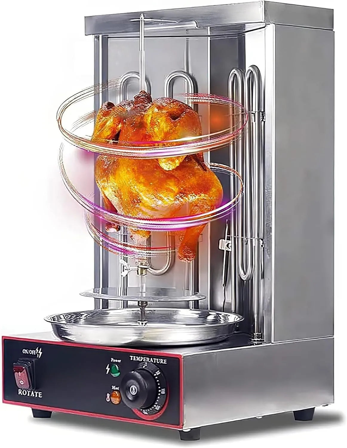 Inbouwoven, 300°C, Verticale Rotisserie Grill Gyros Rotisserie Oven met Olie Verzamelpan