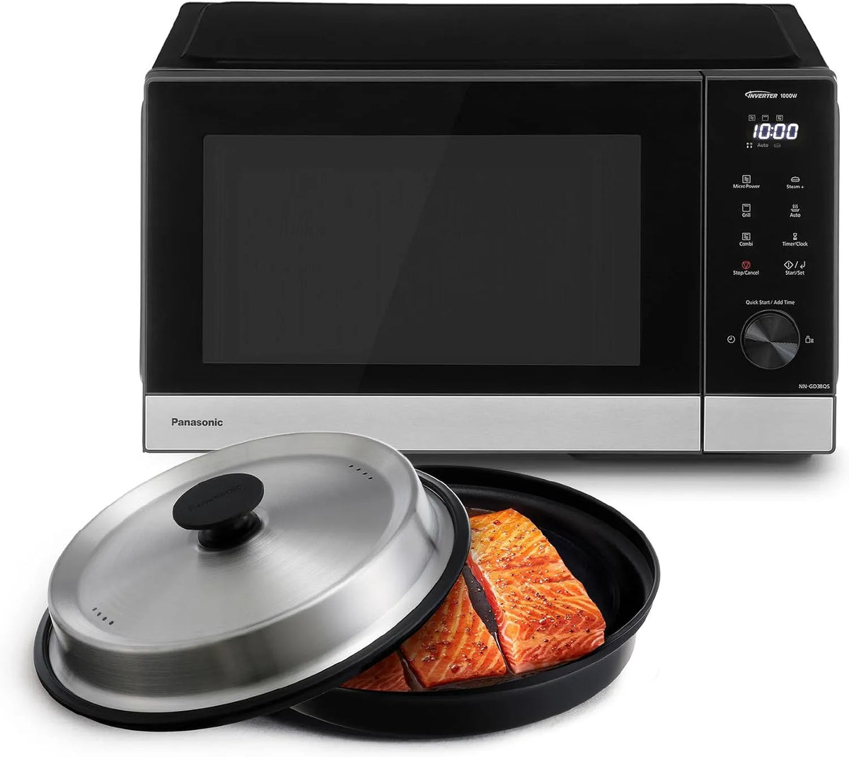 Panasonic NN-GD38QSEPG Magnetrongrill 29 l met Steam+-bakplaat NN-GD38QSEPG met 29 l, 1000 W, timer, invertertechnologie, RVS en zwart