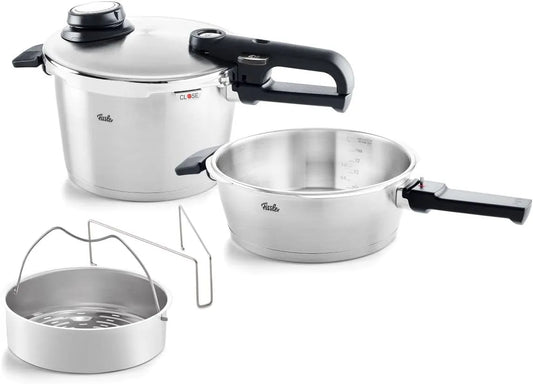 Snelkookpan met set van 2,6 liter en 4,8 liter, Fissler Vitavit Premium snelkookpan en snelkookpan