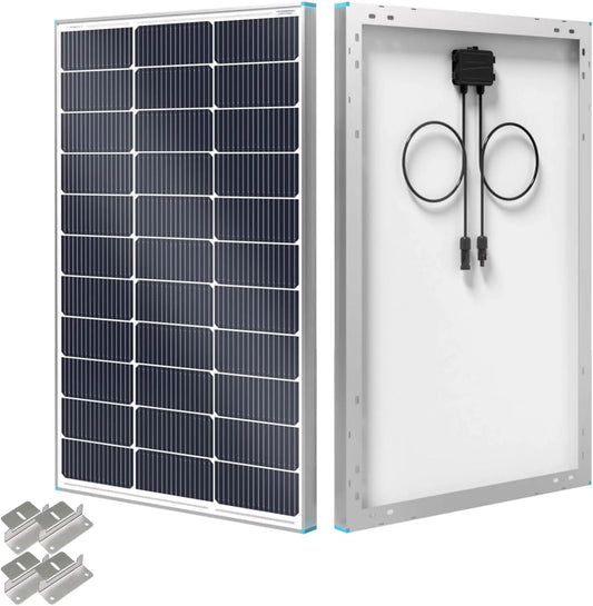 Zonnepaneel, 16BB 100 W zonnepaneel 12V, Renogy N-type 100 Watt zonnepaneel met montage Z beugels