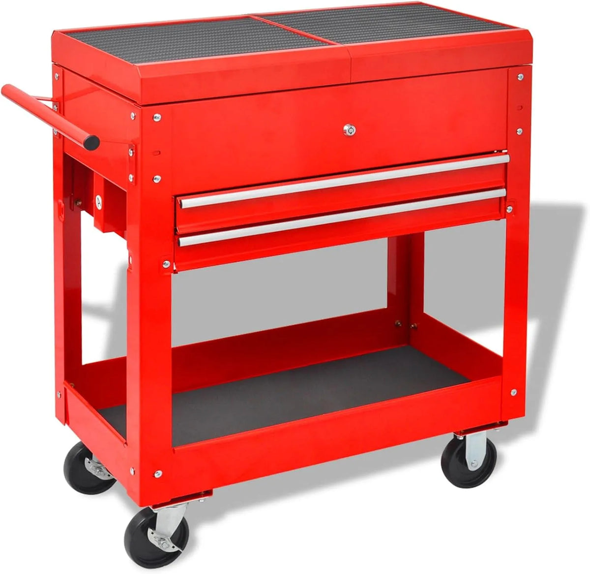 Gereedschapswagen rood 70,5 x 37 x 71 cm staal met 70,5 x 37 x 71 cm, 79,5 x 37 x 85 cm, voor bouwplaats en werkplaats en rood
